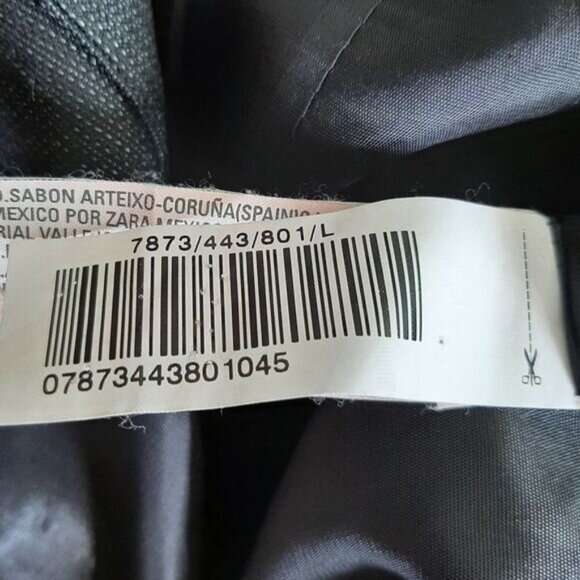 ZARA Belted Button Down Blazer Jacket Dark Gray Sz L - Picture 15 of 15